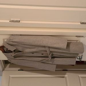 Banana Republic size Medium, light grey jacket, 60% wool shell with bow belt